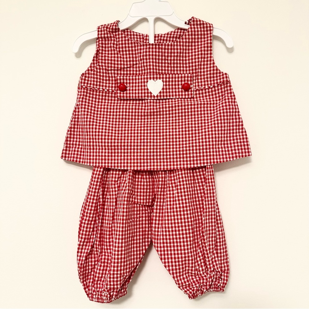 Funtasia Too Precious Red and White Gingham Baby Outfit Interchangeable Appliqué